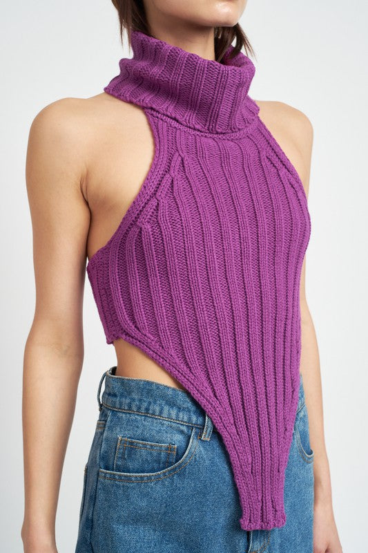 Knit Turtle Neck Crop Top