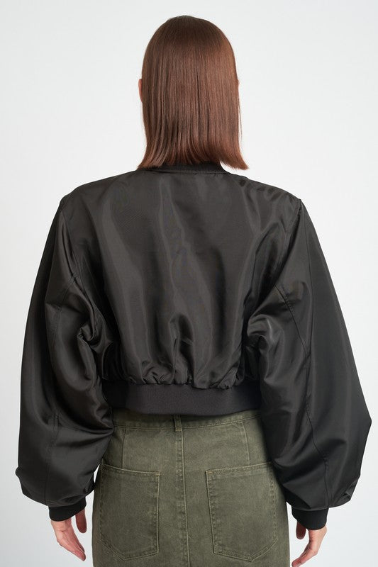 Cropped Bomber Long-sleeved Jacket - steven wick