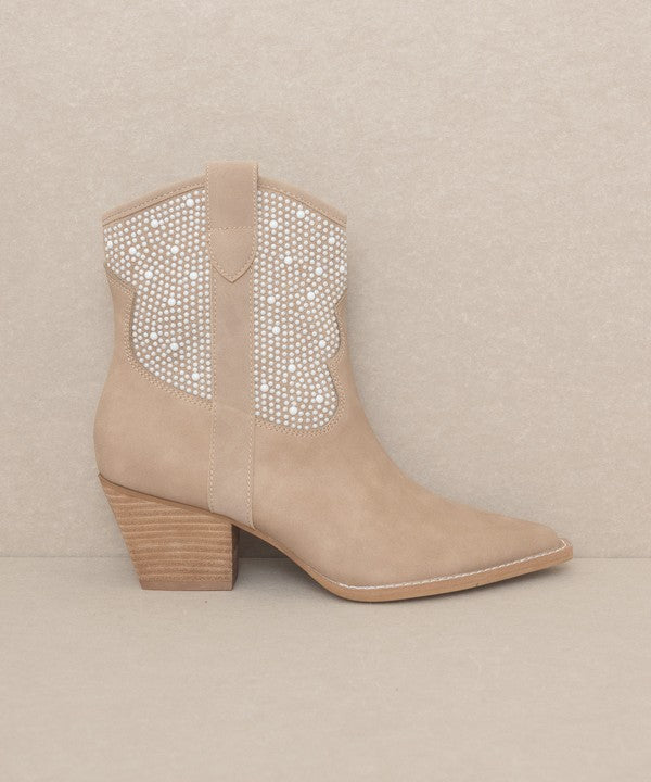 Cannes Pearl Studded Western Boots - steven wick