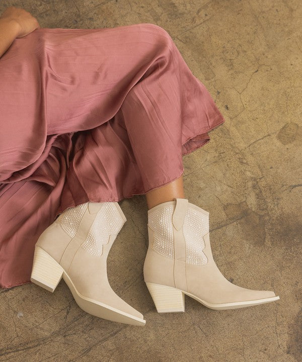 Cannes Pearl Studded Western Boots - steven wick