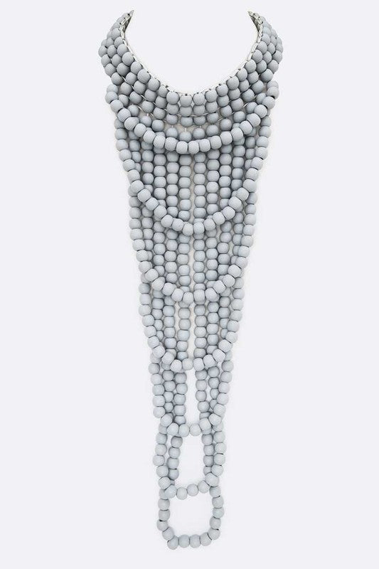 Colored Wooden Beads Statement Necklace - steven wick