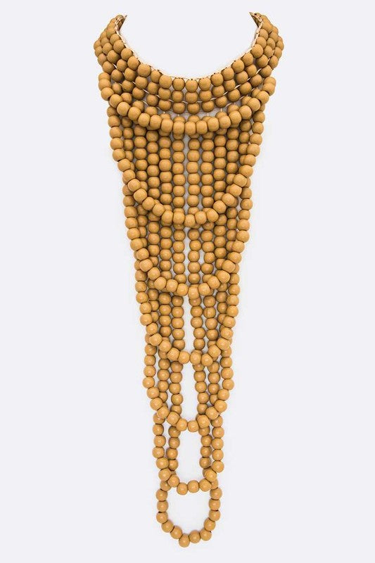 Colored Wooden Beads Statement Necklace - steven wick