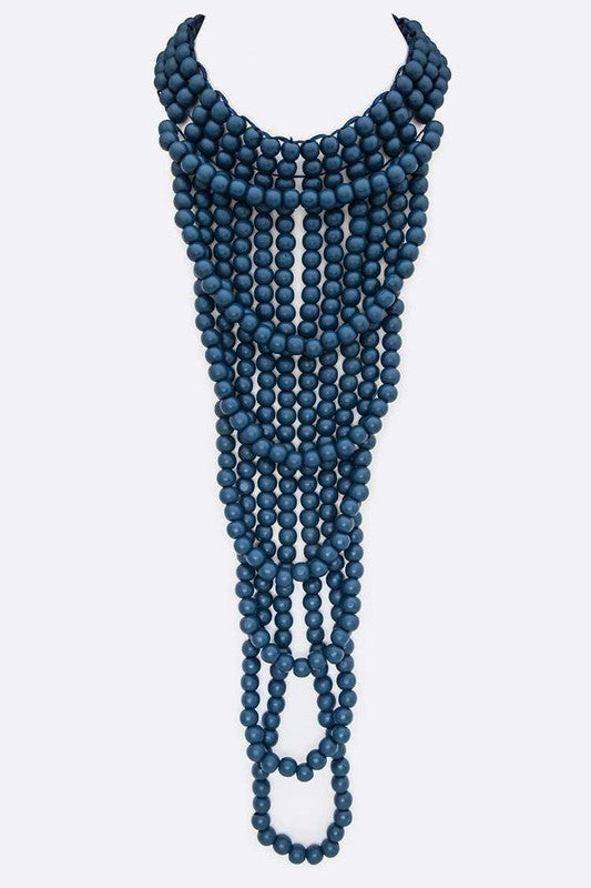 Colored Wooden Beads Statement Necklace - steven wick