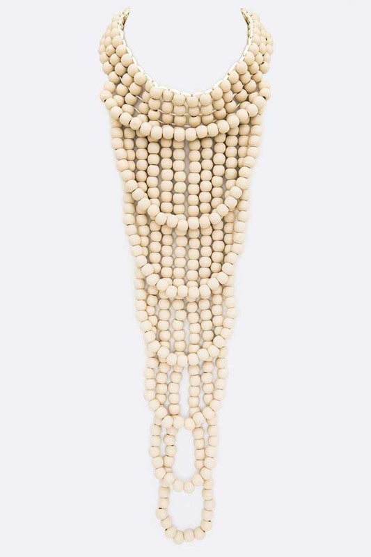 Colored Wooden Beads Statement Necklace - steven wick