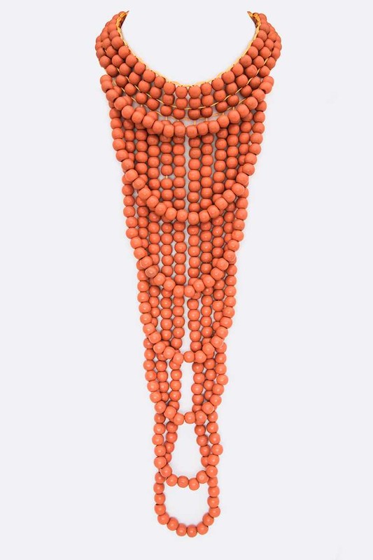 Colored Wooden Beads Statement Necklace - steven wick