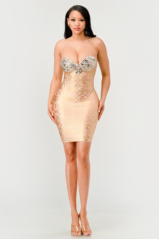 Gilded Glamour Strapless Dress - steven wick