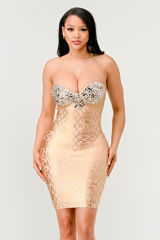 Gilded Glamour Strapless Dress - steven wick