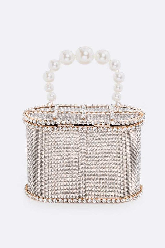Pearl Handle Iconic Rhinestone Box Clutch - steven wick