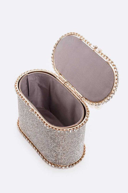 Pearl Handle Iconic Rhinestone Box Clutch - steven wick