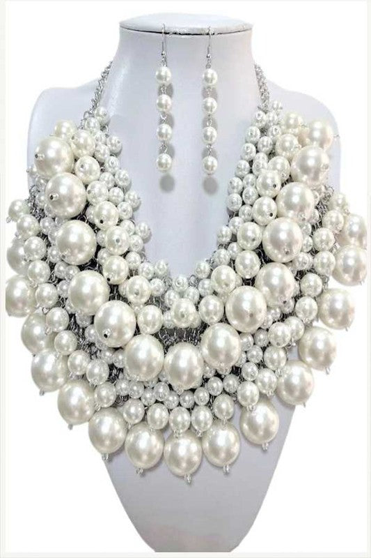 Zillion Pearls Statement Necklace Set - steven wick