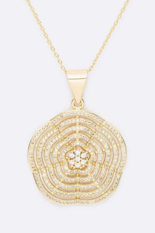 Cubic Zirconia Wavy Pendant Necklace Set - steven wick