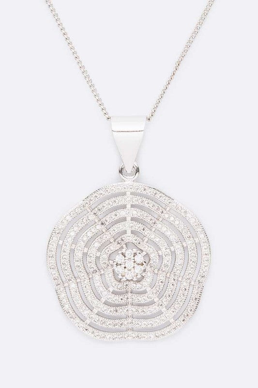 Cubic Zirconia Wavy Pendant Necklace Set - steven wick