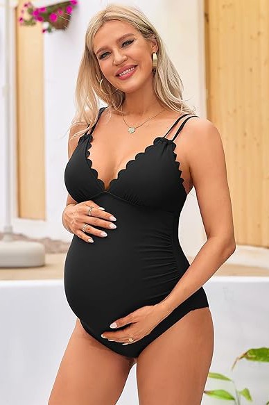 Ruch Scallop V Neck One Piece Maternity Swimsuit - steven wick
