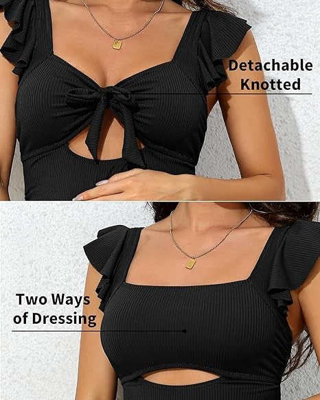 Ribbed Tie Knot Cutout Ruched Maternity Swimsuit - steven wick