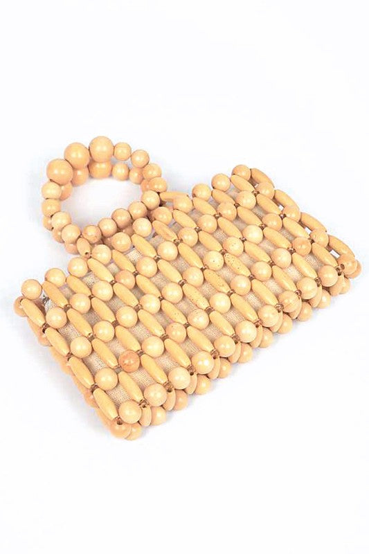 Wooden Beads Top Handle Small Clutch - steven wick