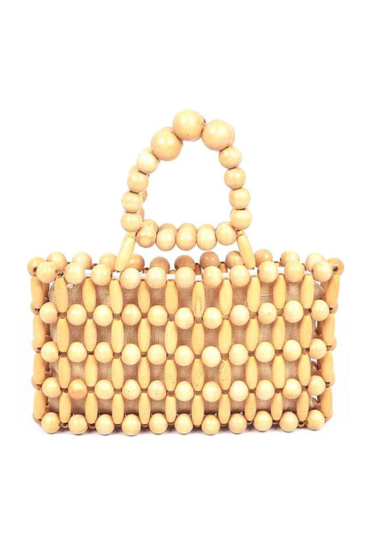Wooden Beads Top Handle Small Clutch - steven wick