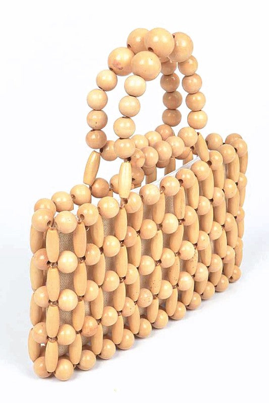Wooden Beads Top Handle Small Clutch - steven wick