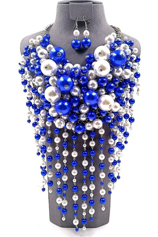 Head Turner Statement Mix Pearl Layer Necklace Set - steven wick