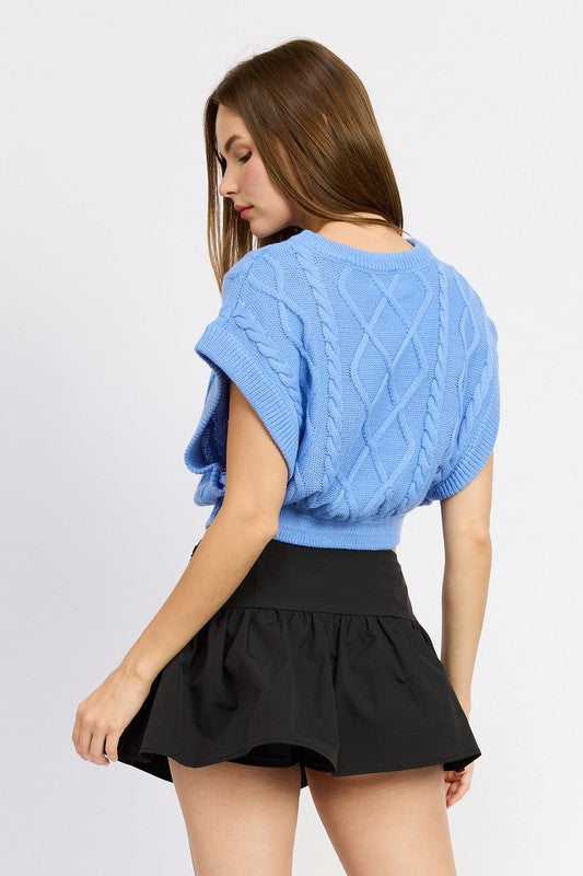 Cable Knit Cropped Vest Top - steven wick