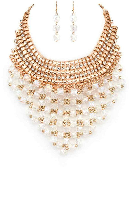 Statement Glass Bib Necklace Set - steven wick