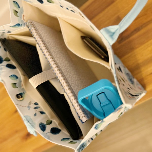 Bloom Blue Floral Couture Tote - steven wick