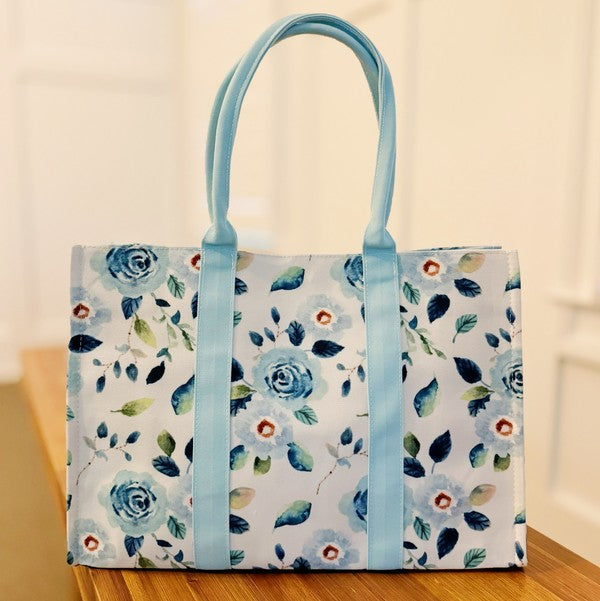 Bloom Blue Floral Couture Tote - steven wick