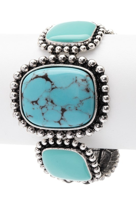Oversize Square Turquoise Stretch Bracelet - steven wick