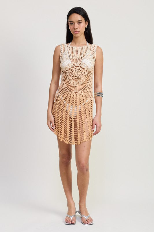 Crochet Cover-Up Dress with Back Cut Out - steven wick