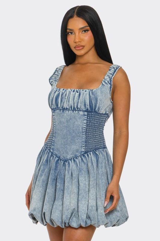 Plus Size Bubble Belle Denim Mini Dress Plus Size Bubble Belle Denim Mini Dress