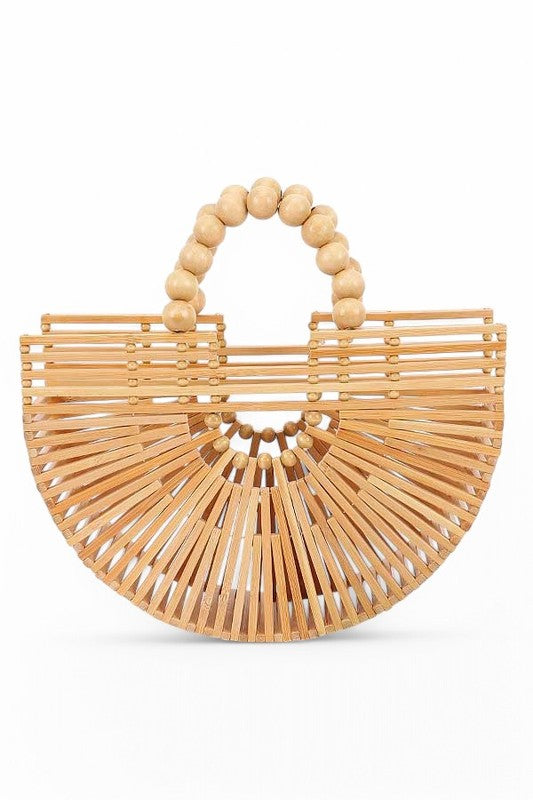 Bamboo Structure Half Circle Clutch Bag - steven wick
