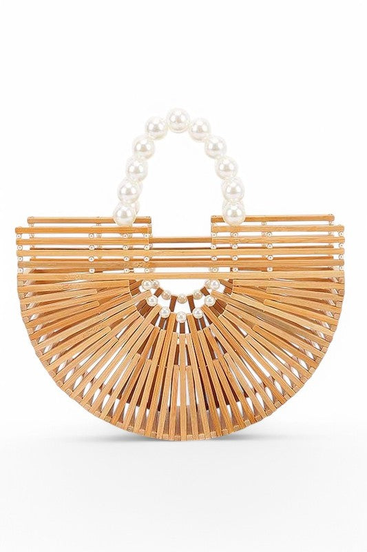 Bamboo Structure Half Circle Clutch Bag - steven wick