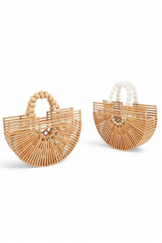 Bamboo Structure Half Circle Clutch Bag - steven wick