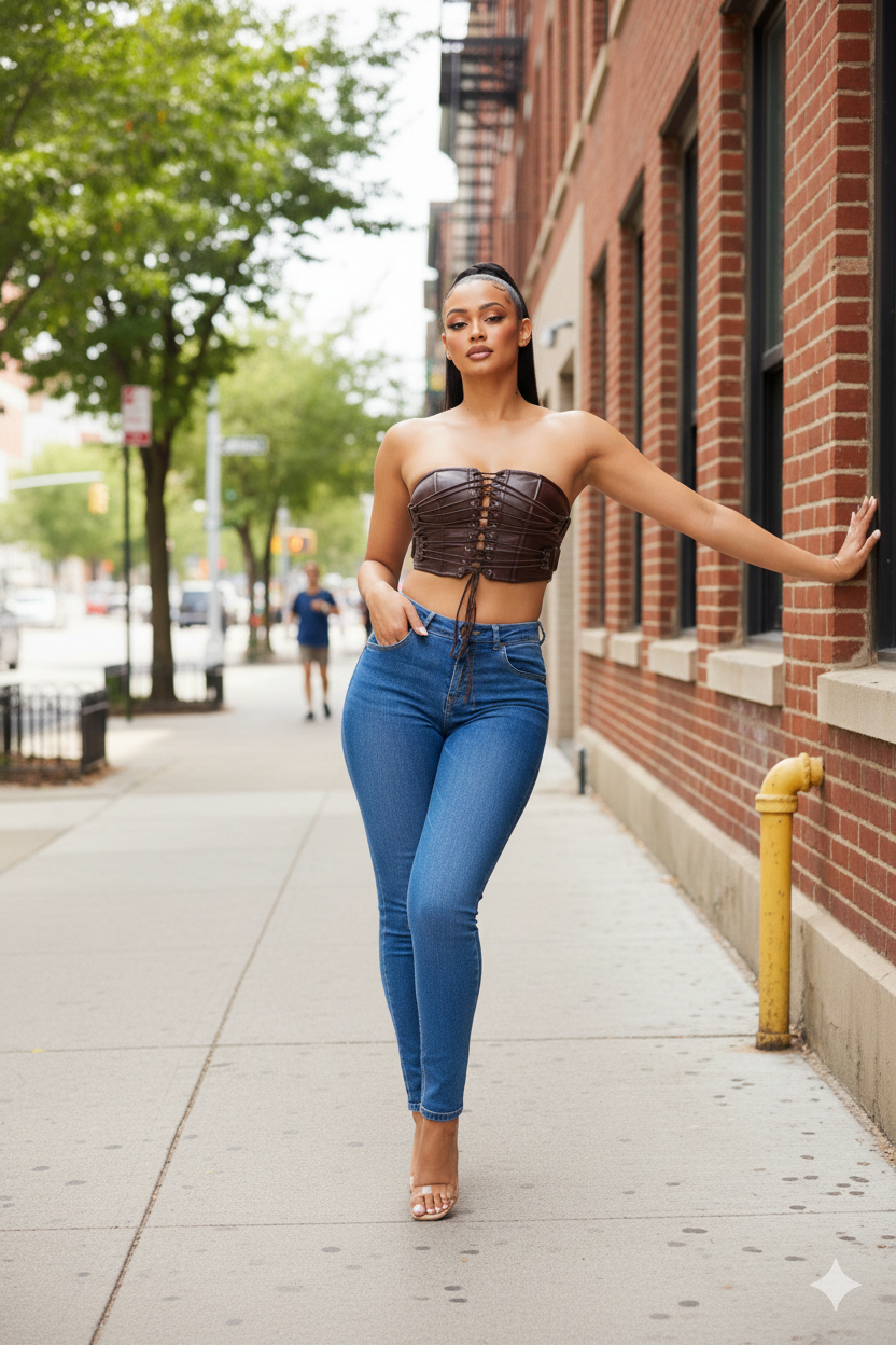 Venus Lace Up Choco Crop Top