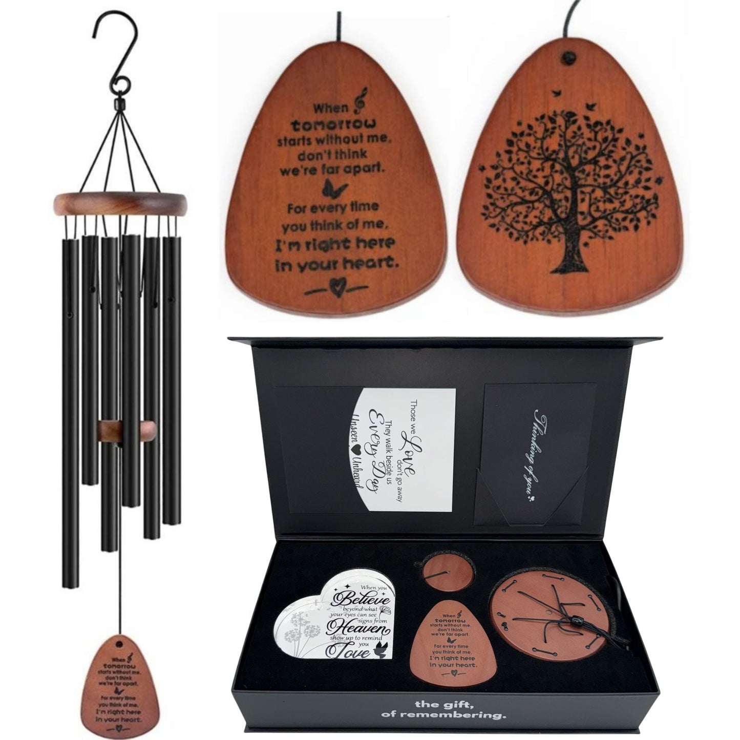 Gift Bundle - Serenity Memorial Wind Chimes - Memorial Heart Included 32”