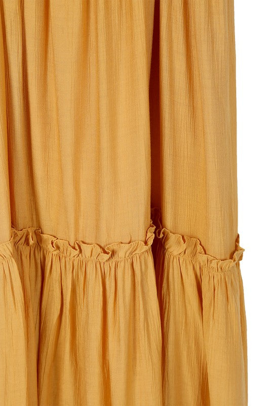 Low Cut Mustard Spaghetti Strap Maxi Tank Dress - steven wick