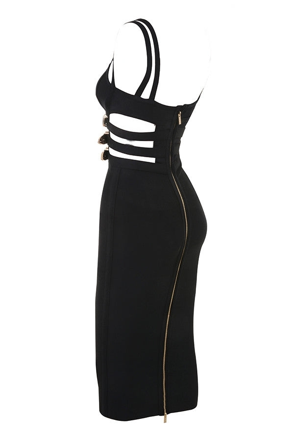 Anne Turner Black Bandage Belted Dress - steven wick