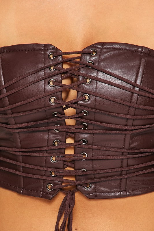 Venus Lace Up Choco Crop Top - steven wick