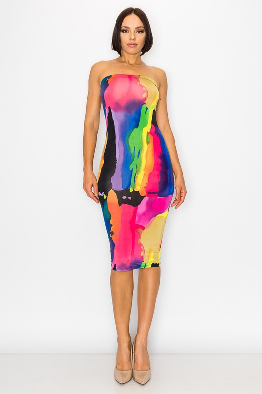 Painted Tube Multicolor Bodycon Dress - steven wick