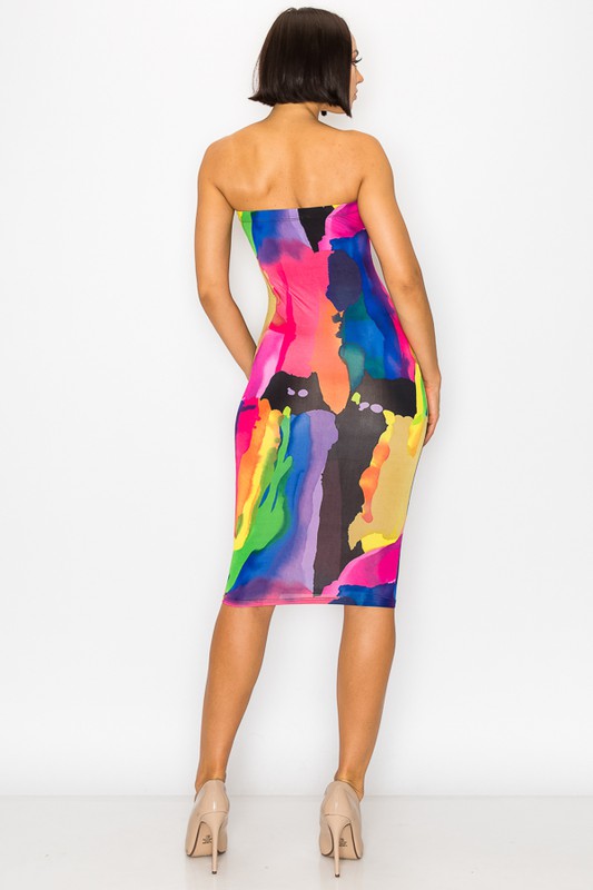 Painted Tube Multicolor Bodycon Dress - steven wick