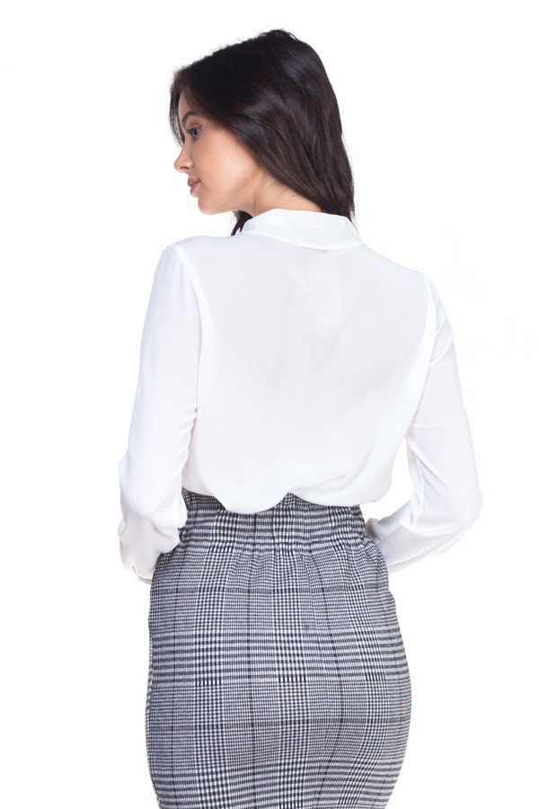 Ladies White Ruffle Sheer Blouse - steven wick