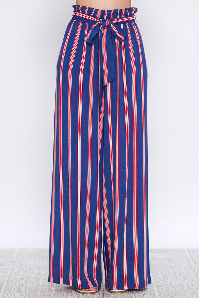 Multi-Color Striped Wide Leg Lounge Pants - steven wick