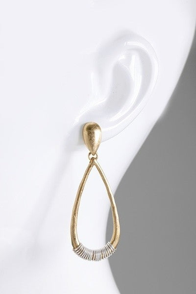 Wire Wrap Gold Accent Drop Earrings - steven wick