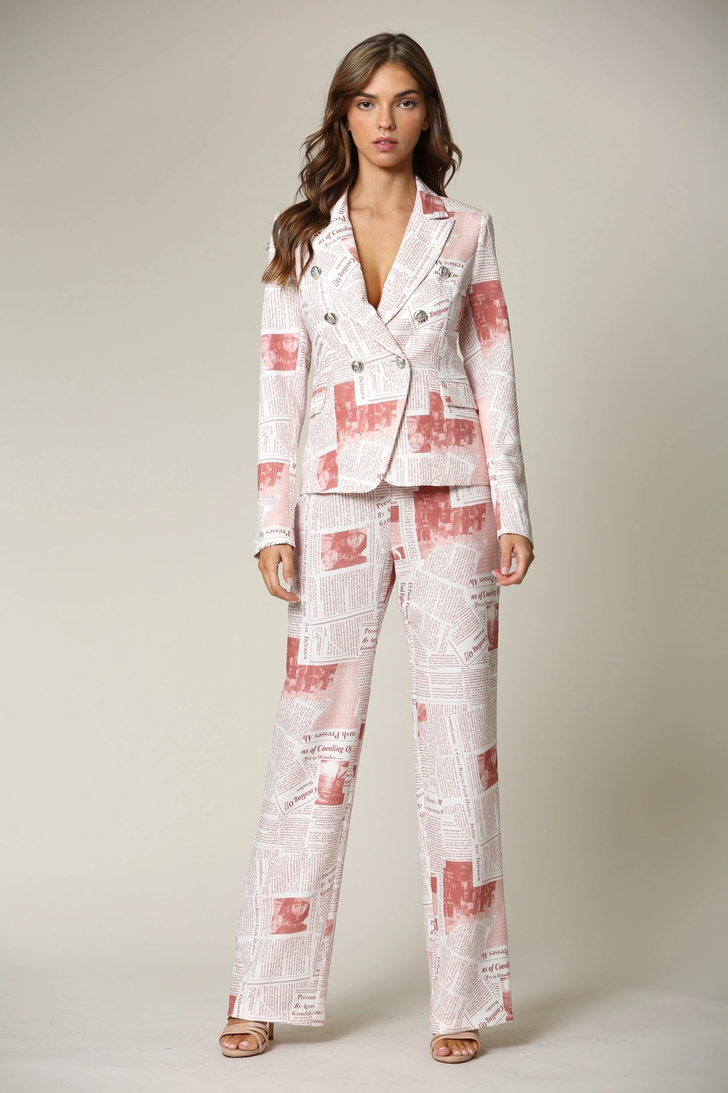 Mix & Match Two Piece Scarlett Blush Dressy Pant Suit Set - steven wick