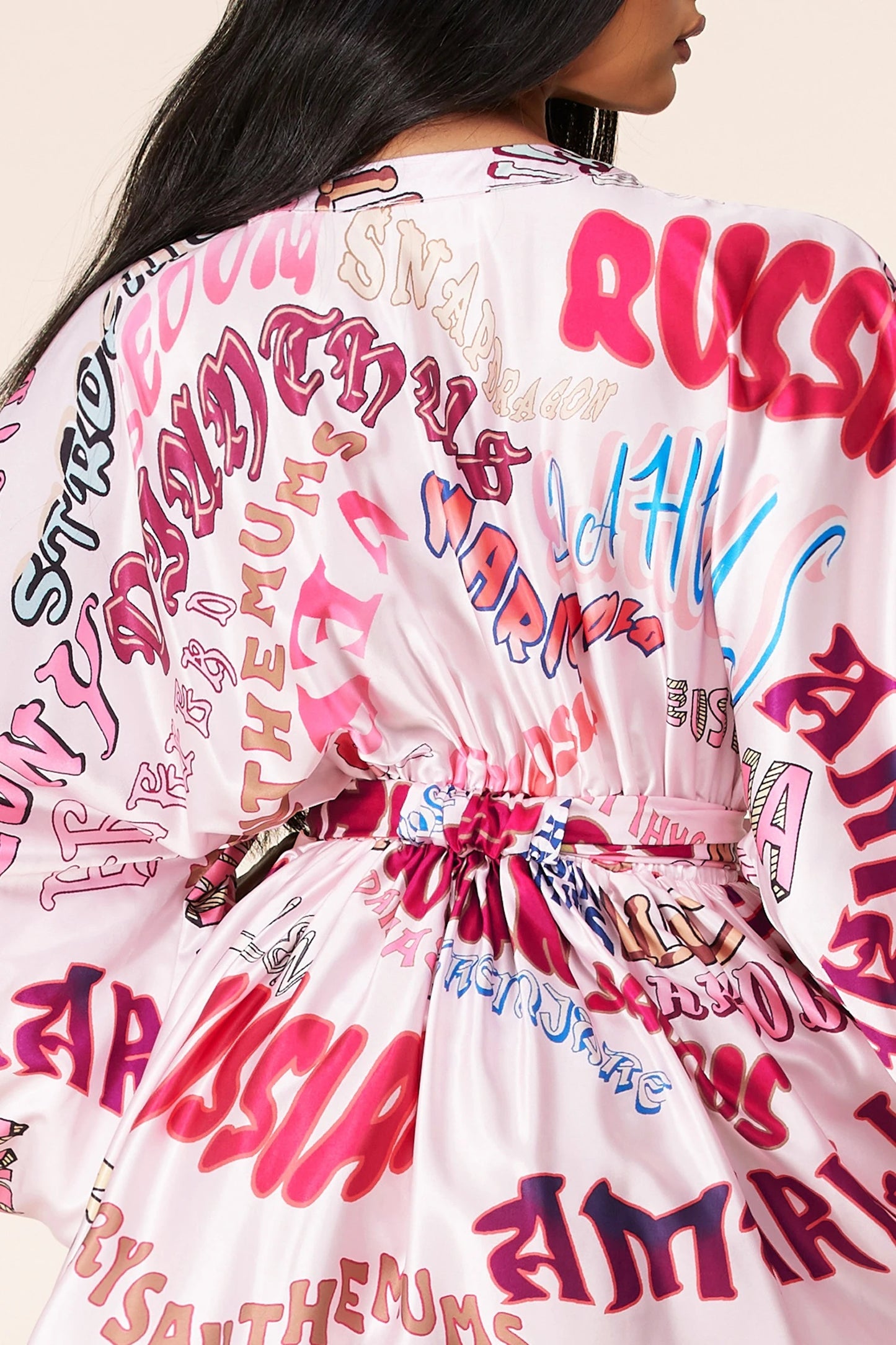 Pink Pop Long Sleeve Graphic Print Mini Dress - steven wick