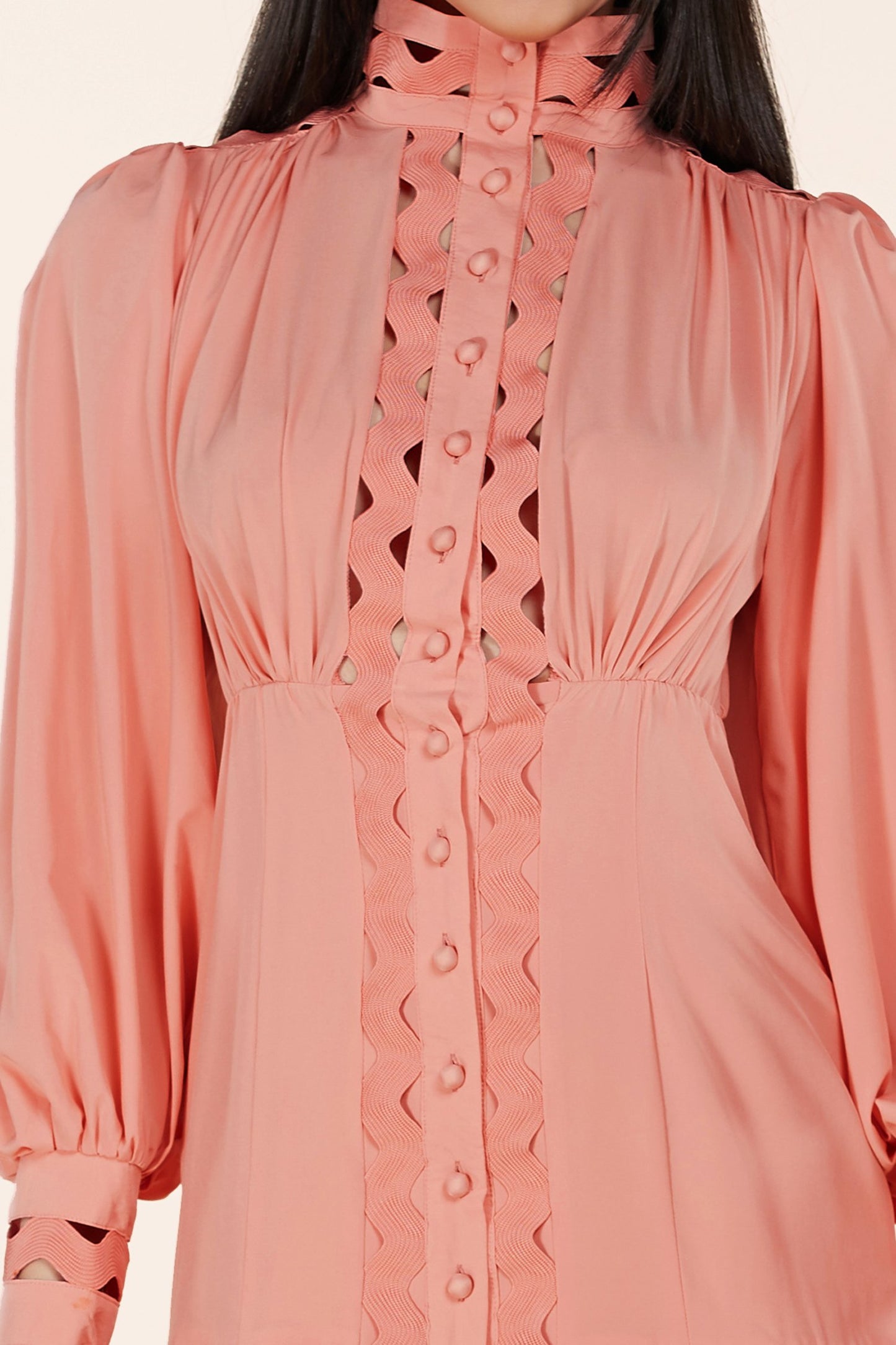 Blush Lace Eyelet Long Sleeve Mini Dress - steven wick