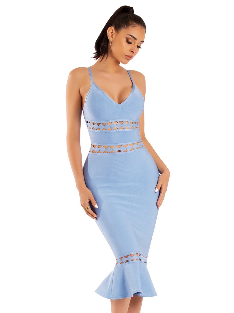 Clarissa Light Blue Bandage Dress - steven wick