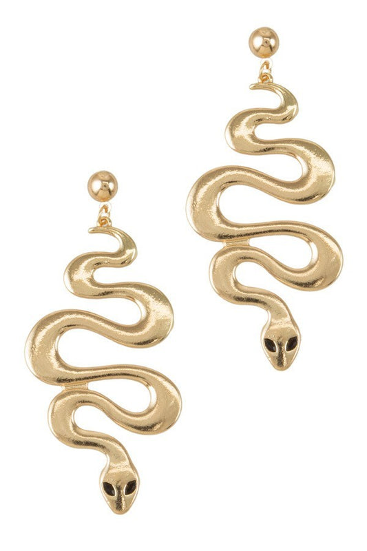 Vintage Gold Snake Drop Earrings - steven wick