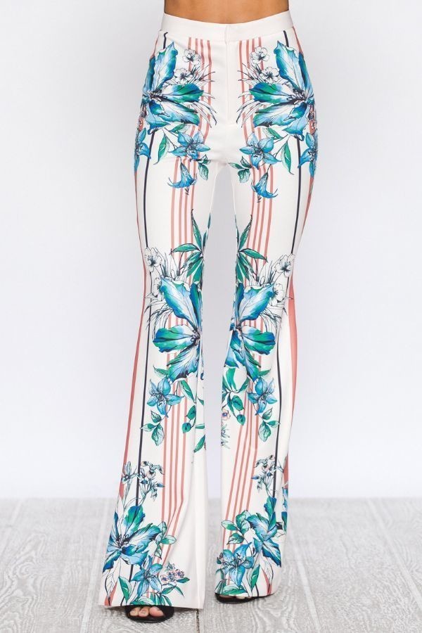 Blake Multi-Colored Floral Flare Print Pants - steven wick