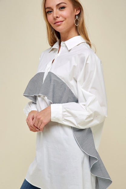 Long-Line Dressy Casual Shirt Top - steven wick