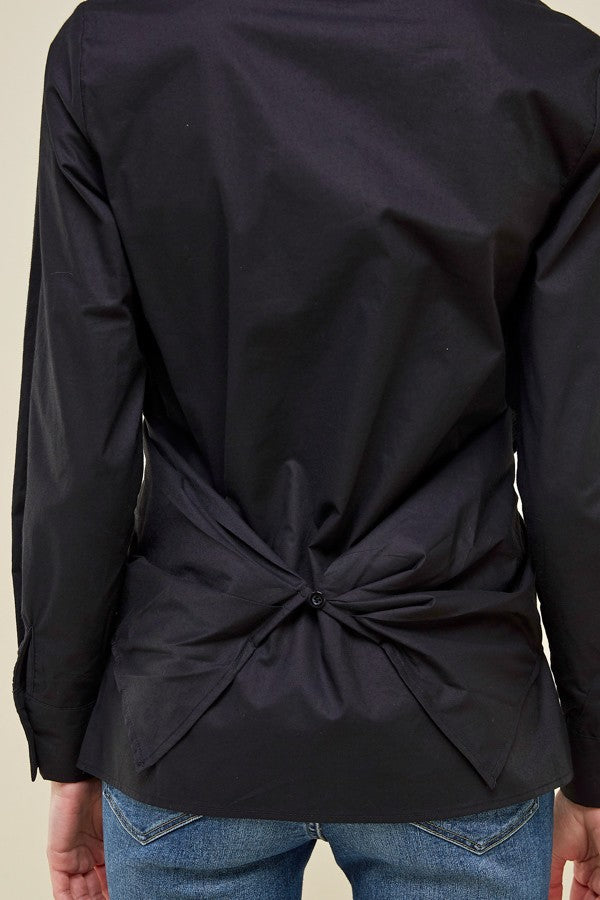 Black Crossover Woven Buttoned Casual Shirt Top - steven wick